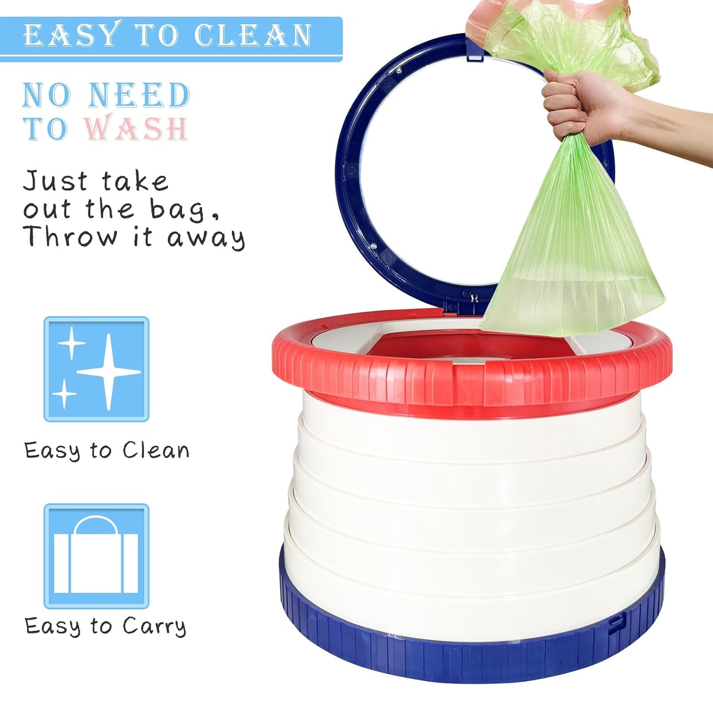 Travel Potty for Toddler, Portable and Foldable Toilet Training Apply to Seat Emergency Toilet for Car, Camping, Outdoor, Indoor with Bags (Blue)