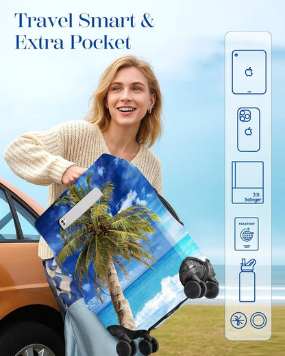 Slohif Luggage Cover for Suitcase Tsa Approved Protector - Luggage Sleeve Large Suit Case Cover Travel Stretch Baggage Case Protective Washable Fit 21-23 Inch Hawaii S
