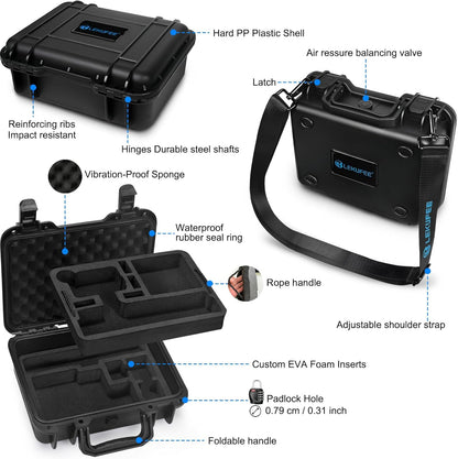 Lekufee Waterproof Hard Case Compatible with Gopro Hero 13/12/11/10/9/8/Media Mod/Gopro Volta/Creator Edition/Action Camera and Accessories(Case Only)