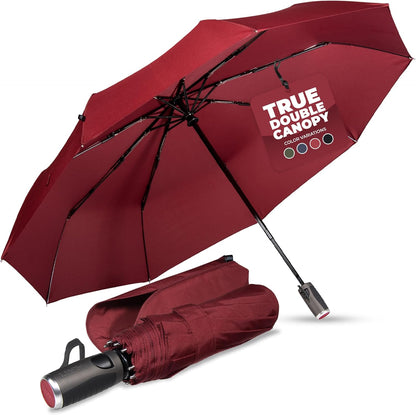 LifeTek Premium Travel Umbrella - Windproof & Compact for Men & Women, Automatic Open Close, Fits in Purse Laptop Bag or Backpack, Strong Frame for Heavy Rain & Sun UV Protection