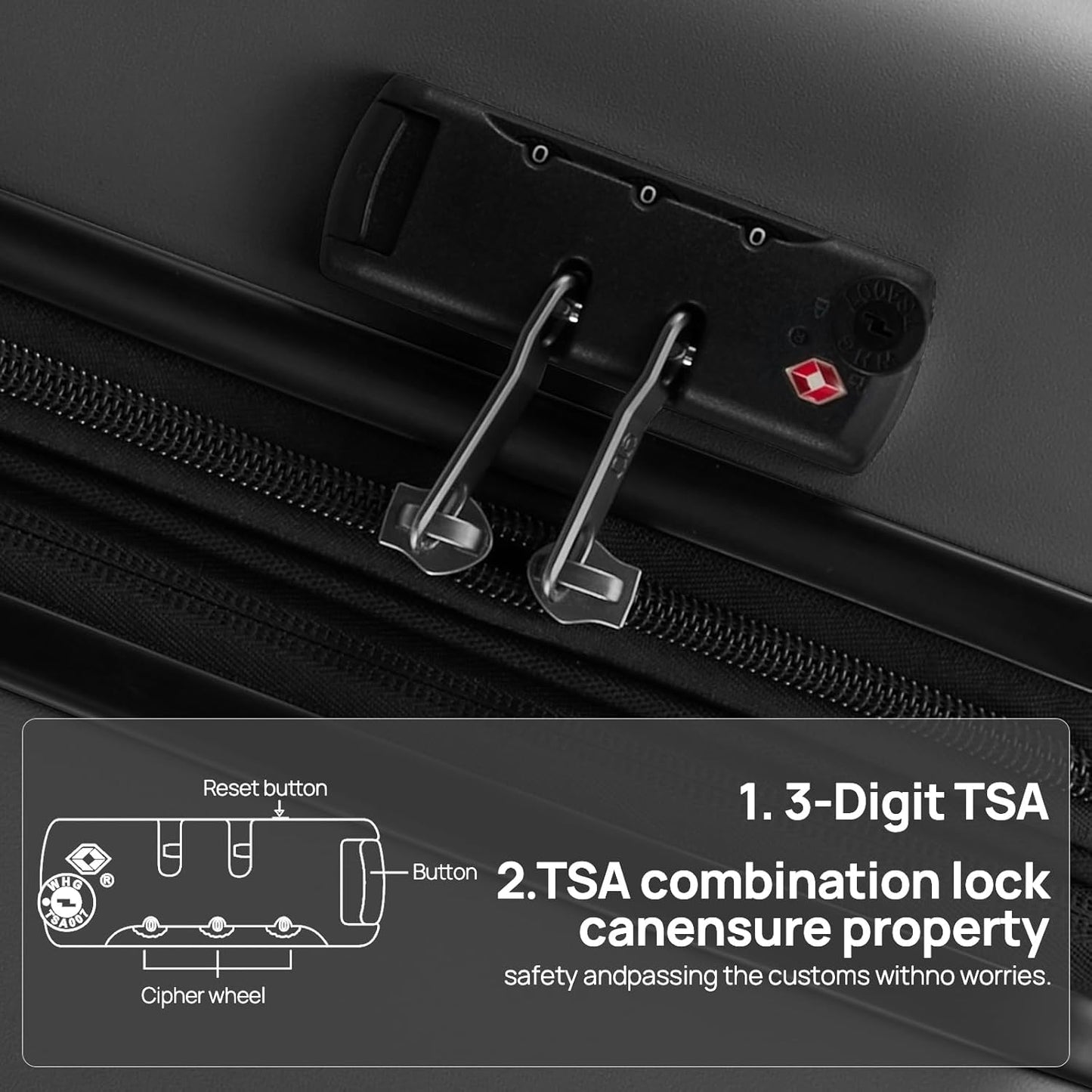 Carry on Luggage 22 X 14 X 9 Airline Approved, 20 Inch Luggage for 3-5 Days Travel, Double Spinner Wheels, 100% Hardshell PC, TSA Lock (09-Black, Carry-On 20-Inch)