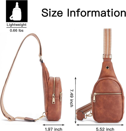 Telena Small Sling Bag for Women Leather Crossbody Fanny Packs Chest Bag for Women