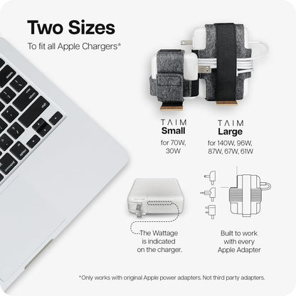 TAIM - Premium Charging Cable Organizer Case | Compact Travel Cord Management Accessories for Apple MacBook Pro, & MacBook Air | Works with Apple USB-C & MagSafe Power Adapters | Size: Large