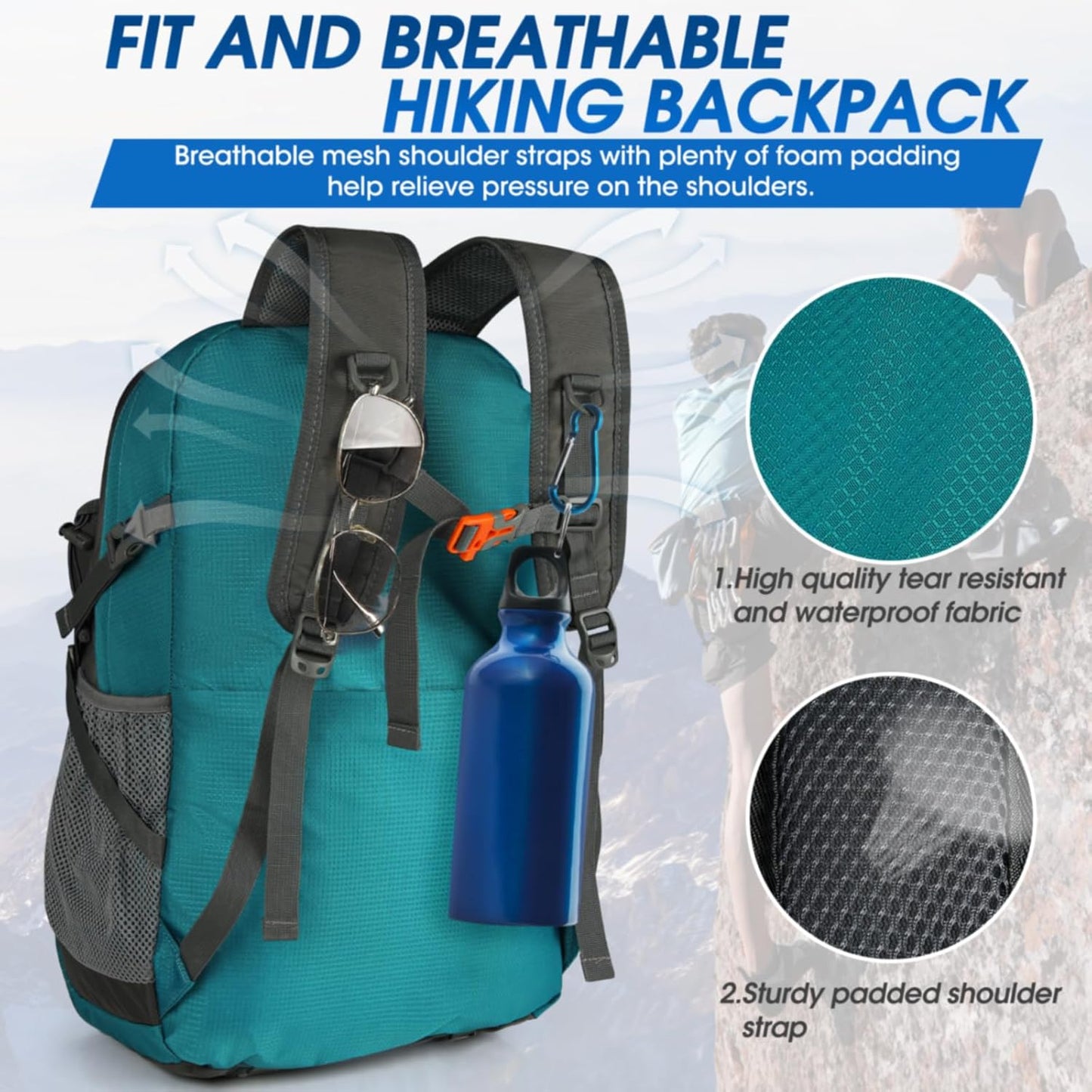 IGOLUMON Hiking Backpack 40L Packable Lightweight Camping Backpack Men Women Waterproof Hiking Daypack Outdoor Travel Daypack