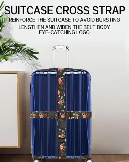Luggage Straps for Suitcases, Adjustable Travel Belt, Durable Wide Luggage Strap, Cute Suitcase Strap Identifiers with Buckle, Bag Straps for Luggage, Cute Boho Mushrooms