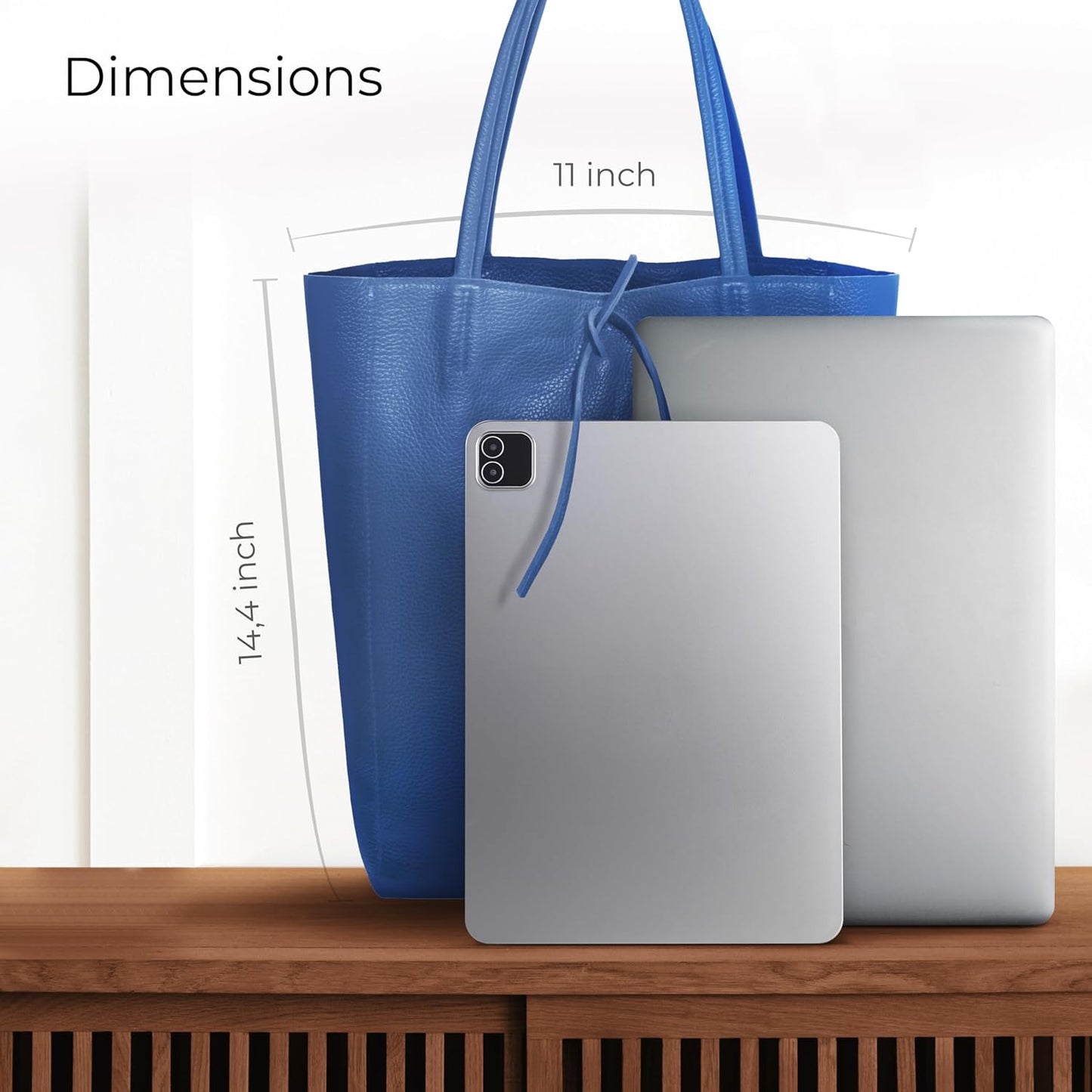 Italian Calf Leather Tote for Women with Zipper, Inner Pocket & Flat Base | Soft Unlined Shopper for Work & Travel
