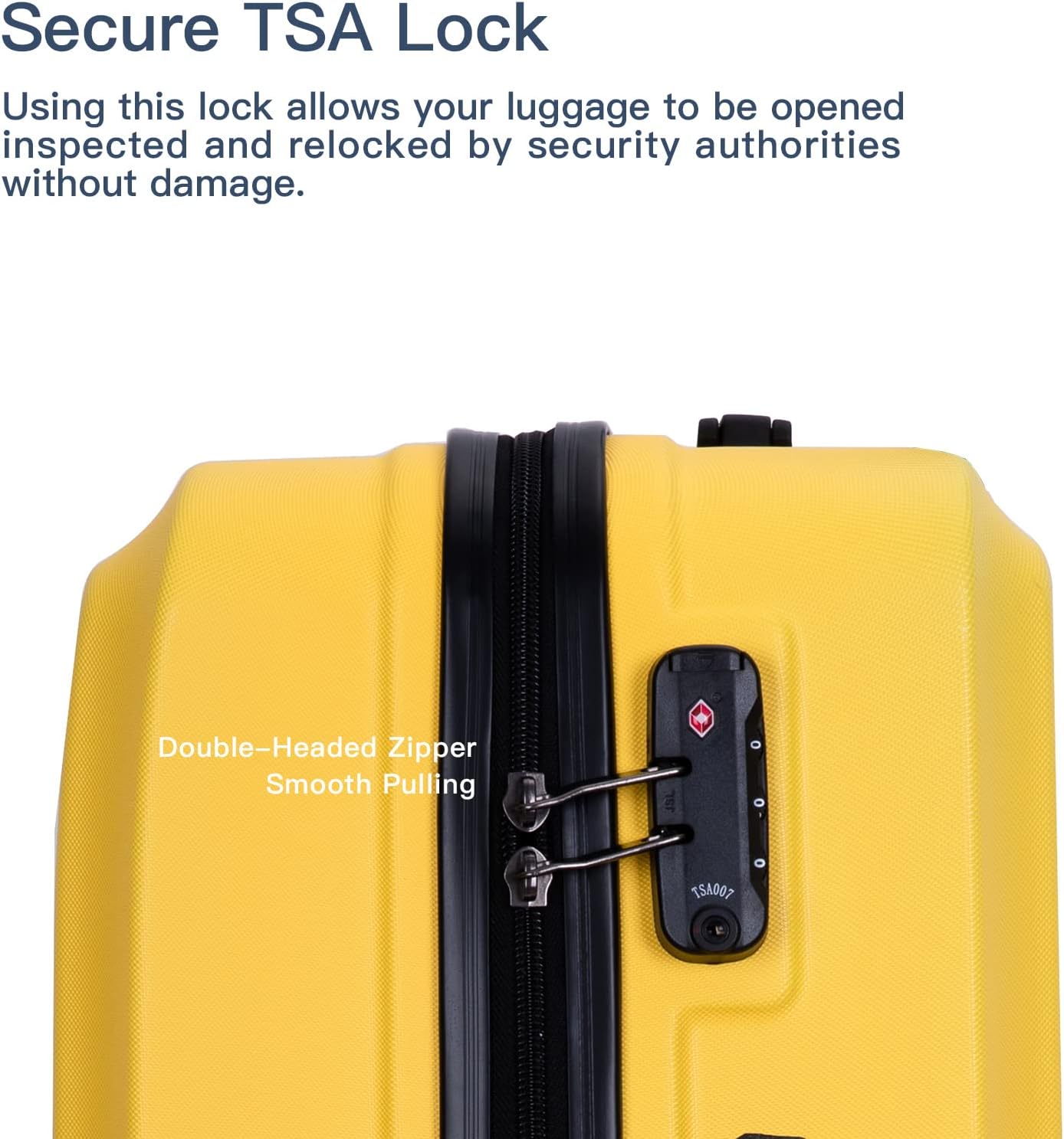 Campfun 3 Piece Luggage Sets, Hardshell ABS Luggage with TSA Lock, Carry On Suitcase Sets Lightweight Durable with 2 Hooks & Spinner Wheels, 20in/24in/28in - Yellow(C)