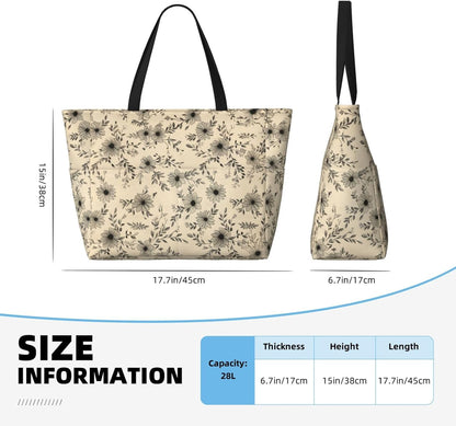 Beach Bag for Women Beach Tote Bag Waterproof Sandproof Large Bags with Zipper Big Capacity for Vacation Travel