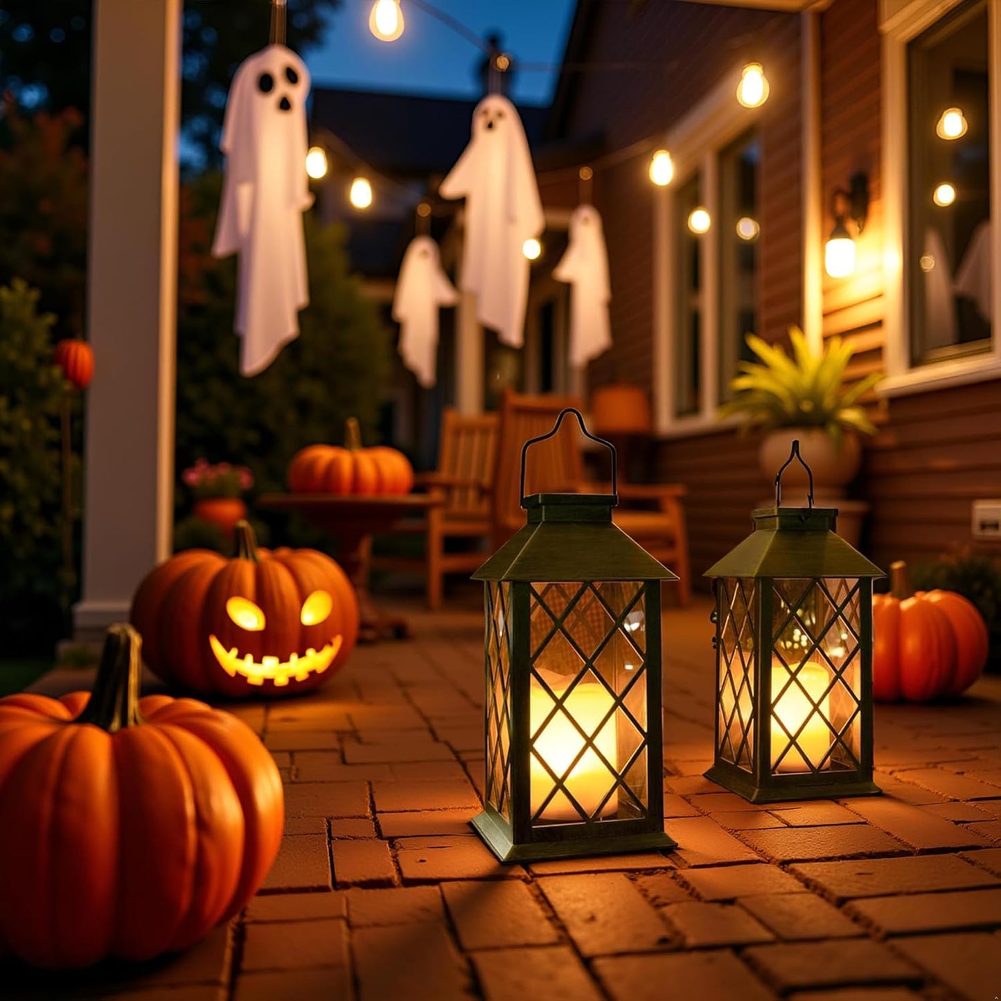 TAKE ME 14" Solar Lanterns Outdoor Waterproof Garden Lanterns Large Flickering Flameless Candle Mission Lights for Table,Outdoor,Party Mothers Day Gifts ( 2 Packs Bronze-Green Color)