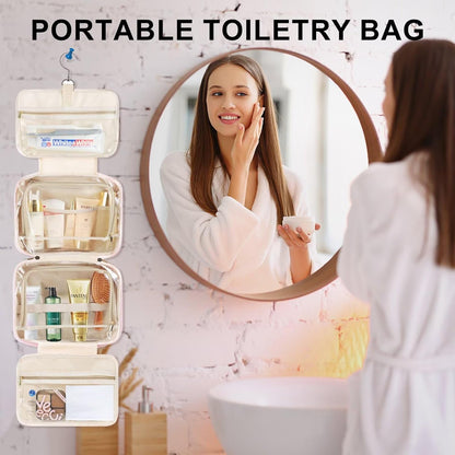 TOPEAST Hanging Toiletry Bag for Women - Travel Toiletry Bag Makeup Bag, Portable Toiletries Cosmetic Bag, Airplane Travel Essentials - Letter N, Purple