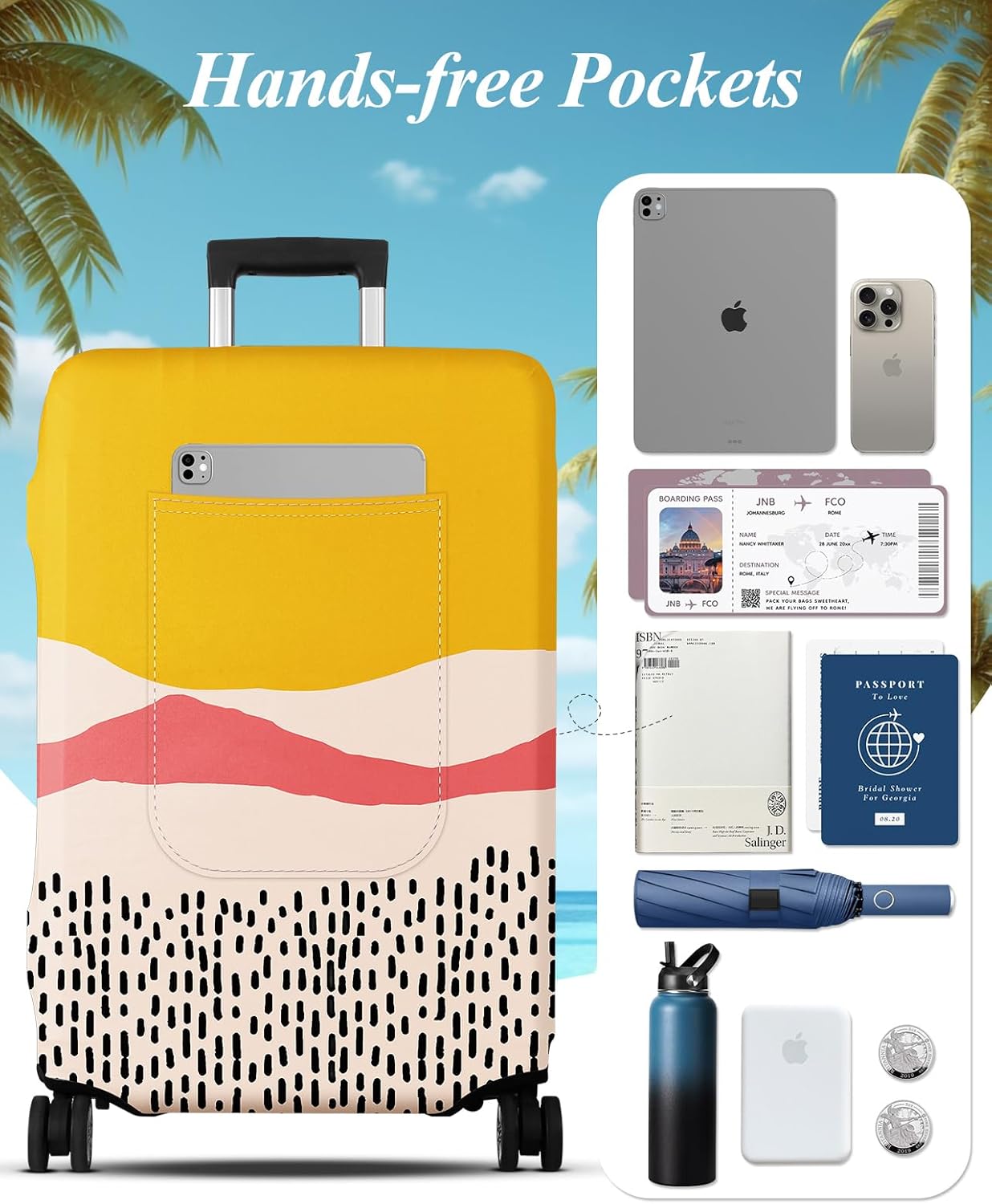 Slohif Luggage Cover for Suitcase Tsa Approved Protector - Luggage Sleeve Large Suit Case Cover Travel Stretch Baggage Case Protective Washable Fit 21-23 Inch Patchwork S
