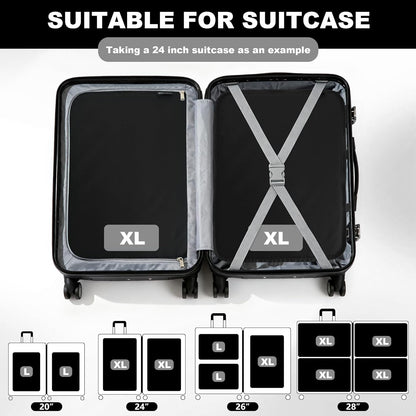 Compression Packing Cubes for Travel Essentials, 2 Pack Expandable Travel Cubes for Packing Bags Suitcase Organizer, Black