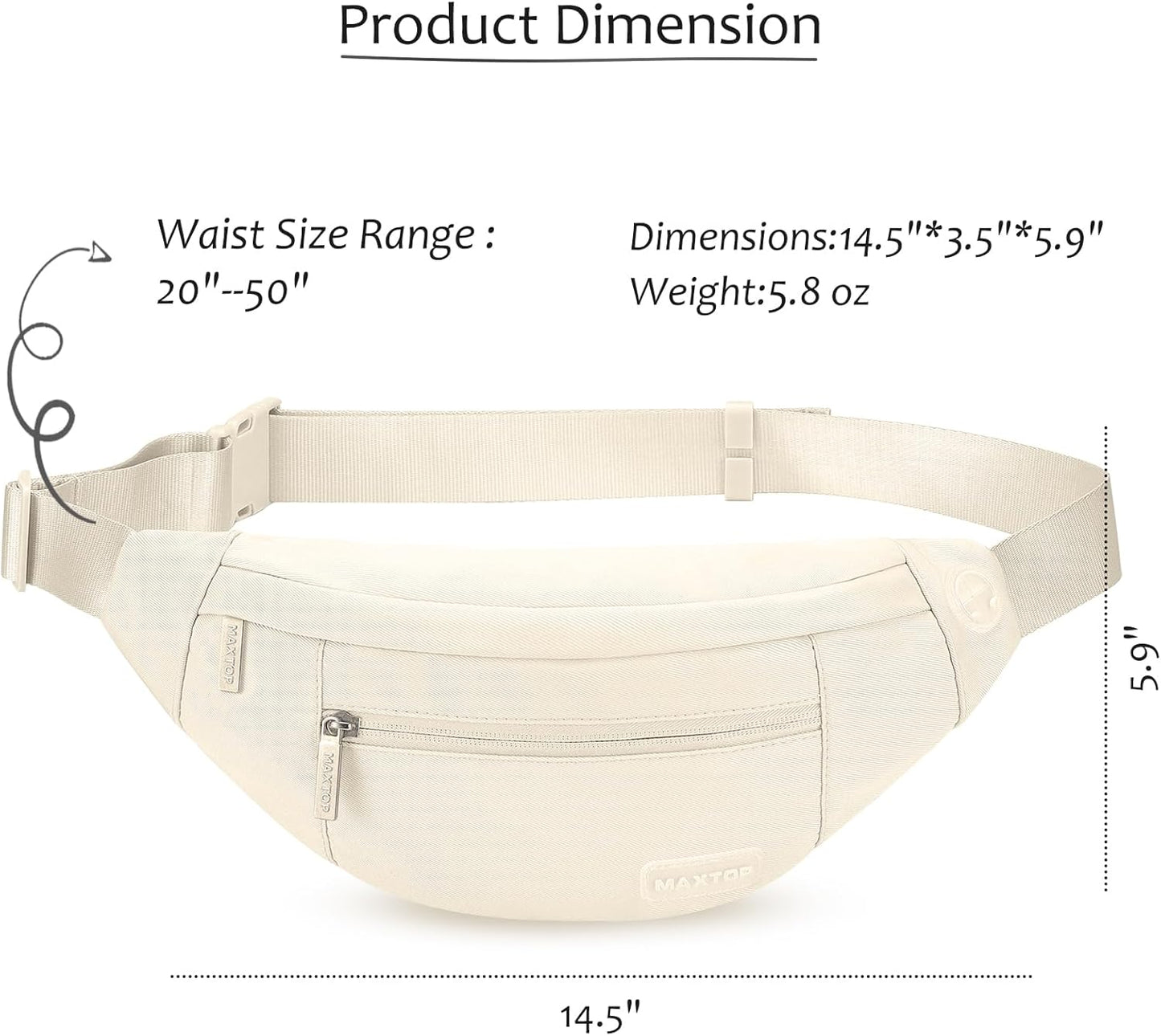 MAXTOP Large Crossbody Fanny Pack with 4-Zipper Pockets,Gifts for Enjoy Sports Festival Workout Traveling Running Casual Hands-Free Wallets Waist Pack Phone Bag Carrying All Phones
