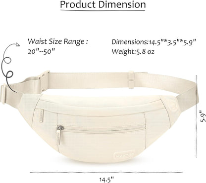 MAXTOP Large Crossbody Fanny Pack with 4-Zipper Pockets,Gifts for Enjoy Sports Festival Workout Traveling Running Casual Hands-Free Wallets Waist Pack Phone Bag Carrying All Phones