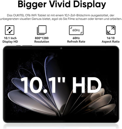 Tablet 10 Inch Android Tablets | with 10GB RAM + 64GB ROM (1TB Expand) | Octa-Core | 1280x800 IPS HD Touchscreen | Dual Camera | 6000mAh. Tablet with Keyboard (Black)