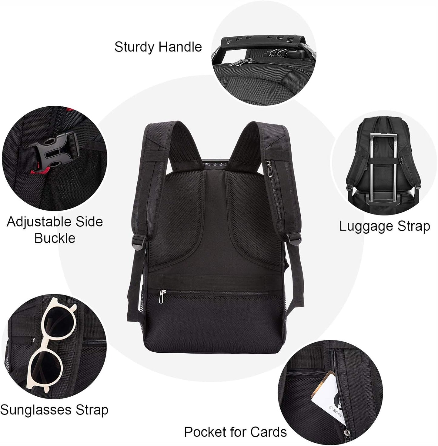 LOVEVOOK Travel Laptop Backpack Waterproof Anti Theft with Lock and USB Charging Port Large Computer Business Backpack for Men Women College (15.6 inch, Black)