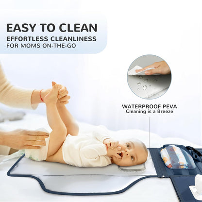 Portable Diaper Changing Pad with Shoulder Strap, Detachable Travel Changing Pad with Baby Wipes Pocket, Gifts for Baby Shower, Newborn Girls and Boys (Royal Blue)