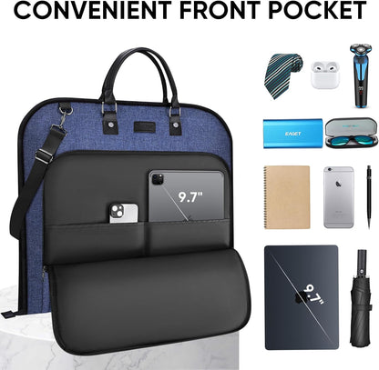 BALEINE Travel Garment Bag, Travel Suit Bag for Men, 42'' Waterproof Carry on Garment Bag for Hanging Clothes, Garment Duffel Bag for Travel Business (Blue)