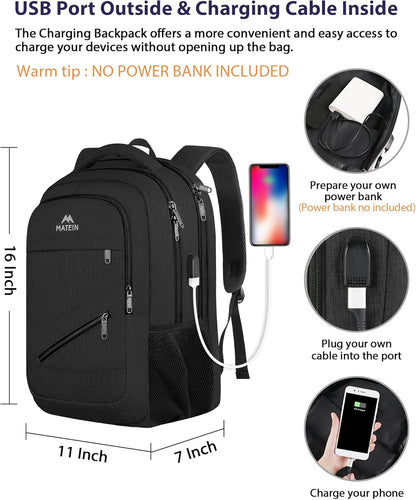MATEIN 15.6 Inch College Backpack, 20 L Airline Approved Laptop Computer Backpack with Multiple Organization Pockets, Water Resistant Personal Item Casual backpack for Men Women, Black