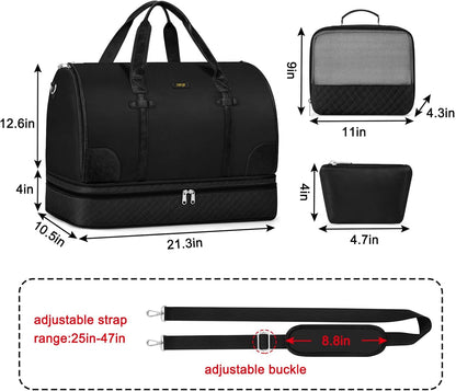 Convertible Travel Garment Bags - Carry On Garment Duffel Bag with Shoe Compartment Large Travel Garment Bag with Storage Bag Toiletry Bag 2 in 1 Hanging Suit Bag Weekender Bag for Women Men 3pcs Set