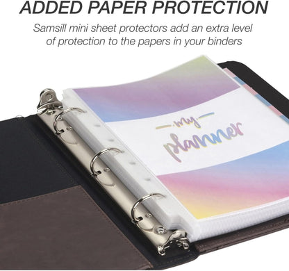 Samsill Vintage Leather Mini 3 Ring Binder 1 Inch Round Ring (Holds 200 Sheets), 5.5 x 8.5 Inch Documents, Professional Organizer, Planner, Notebook, Brown
