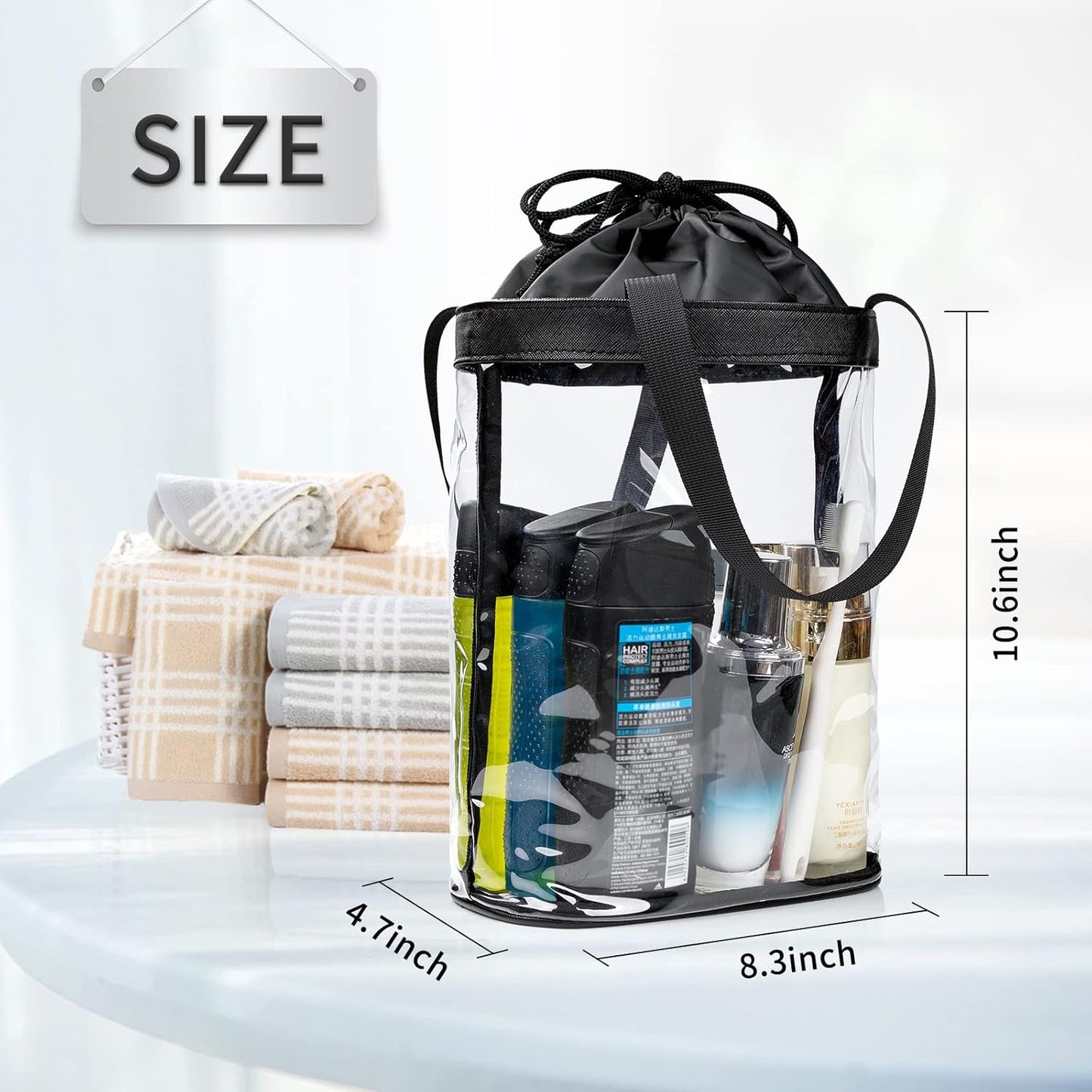 Clear Makeup Bags, TSA Approved Toiletry Bag for Traveling, Clear Travel Bag for Toiletries, Waterproof Transparent Cosmetics Bag Organizer for Women Men, Carry on Airport Airline Compliant Bag (2PCS)