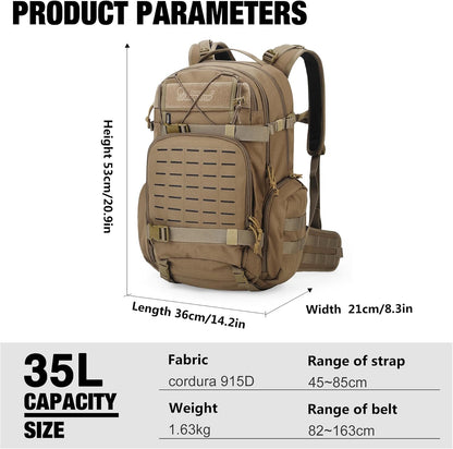 Mardingtop 35L Molle Tactical Military Backpack for Men，Cordura Backpack for Hiking,Camping,Survival