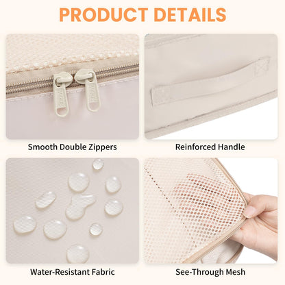 BAGAIL 6 Set Packing Cubes Luggage Packing Organizers for Travel Accessories-Beige