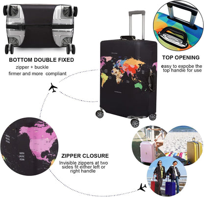 MosaiRudo Thicker Luggage Cover Elastic Suitcase Cover Protector Fits 18-32 Inch Suitcase Travel Accessories (TKM0071, M)