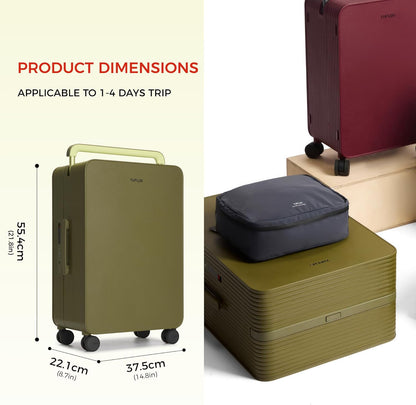 TUPLUS 20” Carry-On Hardside Luggage Lightweight ABS Travel Suitcase with Wide Handle Spinner Wheels TSA Combination Lock, Balance Series 2.0,Moss Green