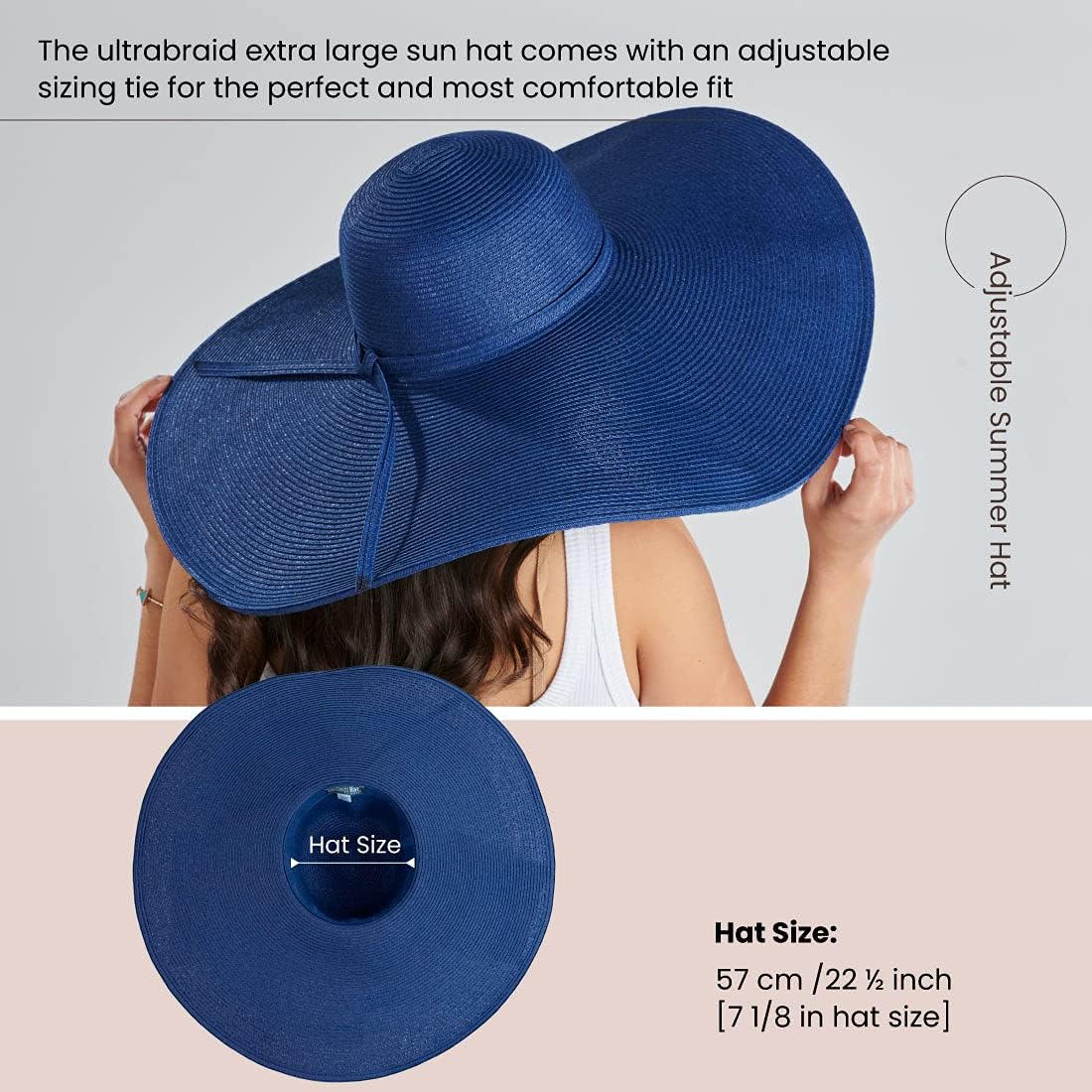 San Diego Hat Company Women's Ultrabraid X-Large Brim Hat, Adjustable Sun Hat with UPF 50+