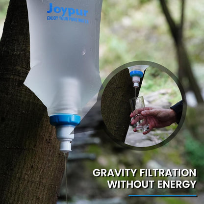 Gravity Water Filter Camping, Survival Water Filtration System, Portable Water Purifier for Travel, Backpacking and Emergency Preparedness, with Ultrafiltration Membrane (0.01 Micron)