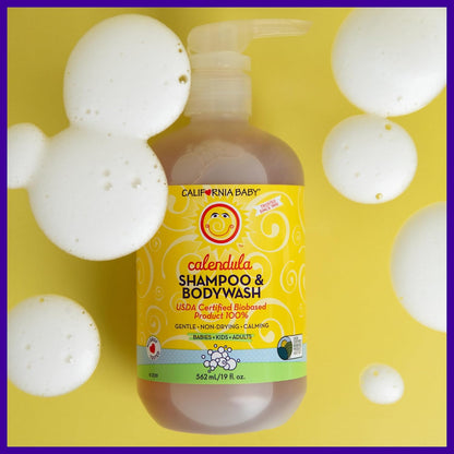California Baby Calendula Shampoo and Body Wash - Allergy tested Baby Soap and Toddler Shampoo, for Dry, Sensitive Skin, 100% Plant-Based - USDA Certified, 251 mL / 8.5 fl. oz. (Pack of 1)