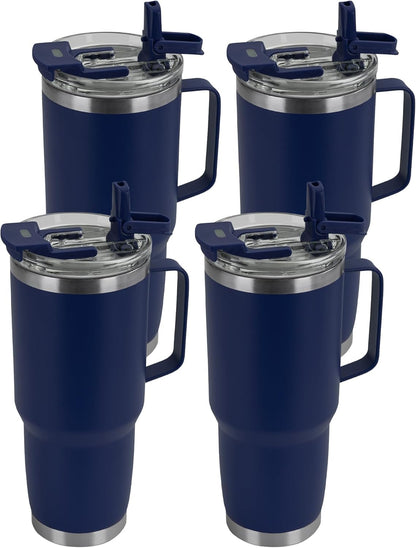 HASLE OUTFITTERS 30oz Tumbler Bulk with Handle, Insulated Travel Coffee Mug Set with Handle Leak-Proof Double Wall Stainless Steel Vacuum Tumblers Pack Metal Cup for Hot and Cold Drink