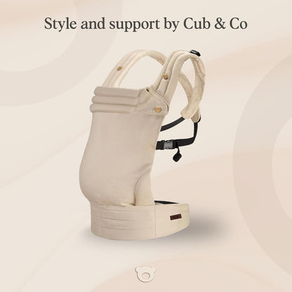Cub & Co Ergonomic Baby Carrier Newborn to Toddler – 4-in-1 Adjustable with Head & Lumbar Support, Breathable Fabric, Multi-Position Design, Foldable for Travel (Beige)