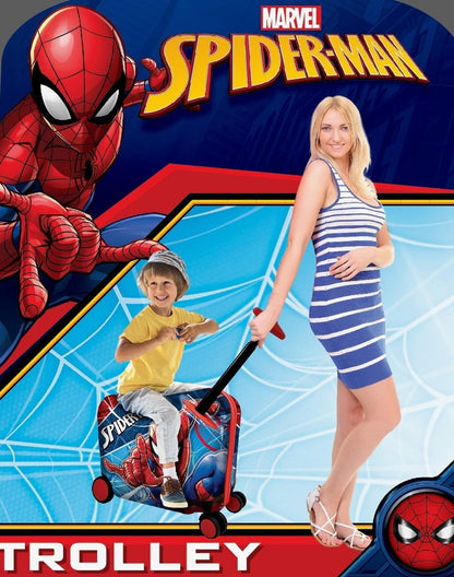 Fast Forward Ride-On 18"" Suitcase For Kids/Tow-Along Toddler Carry-On Luggage With Wheels (Spidey And Friends), Large
