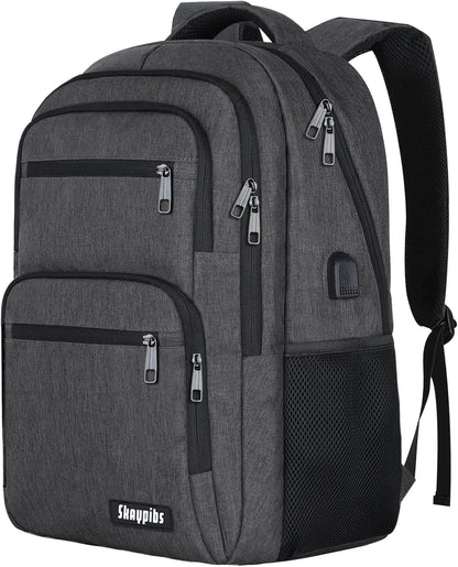 Backpck for Men Women, School Backpack for Boys Teens, 15.6 inch Laptop Back Pack with USB Charger Port, Bookbag with USB Charger for College High Middle School Travel Business Work Mochilas Black