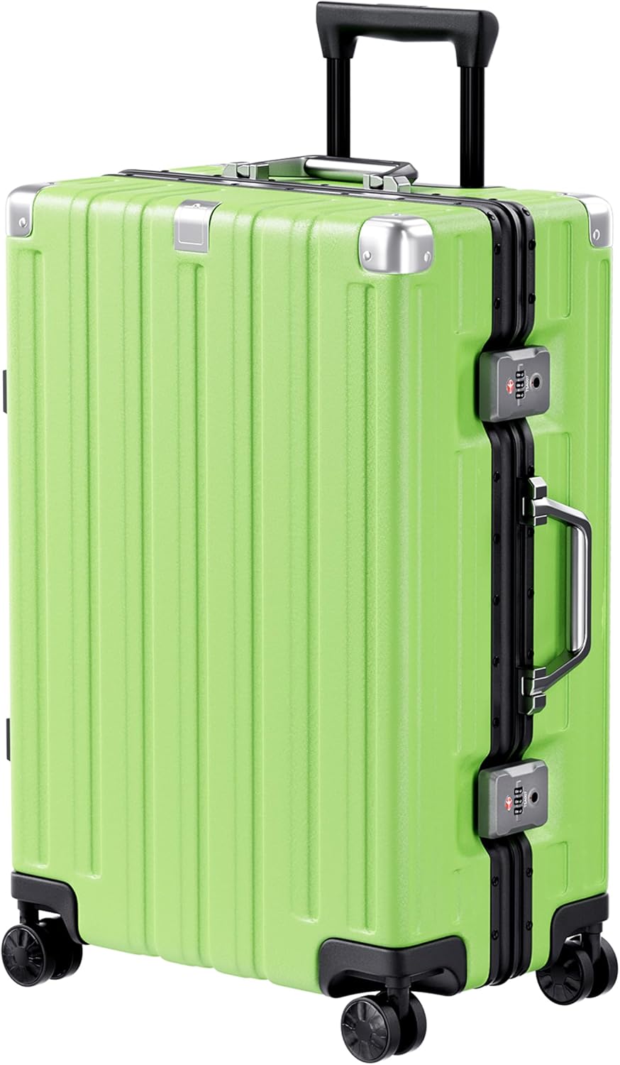 Krute Luggage 24 Inch Aluminum Frame Zipperless Suitcase with Spinner Wheels Checked Luggage PC+ABS Lightweight Hardshell