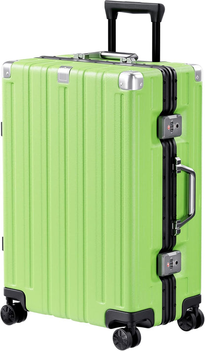 Krute Luggage 24 Inch Aluminum Frame Zipperless Suitcase with Spinner Wheels Checked Luggage PC+ABS Lightweight Hardshell