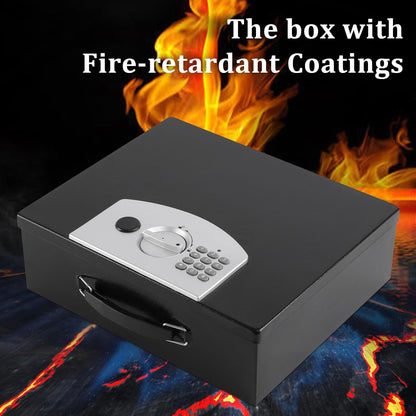Dalmbox Portable Metal Safe Box with Digital Code Lock,Fire Resistant Storage for Documents, Fireproof Safe Box, Car, Home, Office and Outside, Black Box