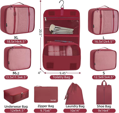 BAGAIL 6 Set/8 Set/10 Set Packing Cubes Various Sizes Packing Organizer for Travel Accessories Luggage Carry On Suitcase