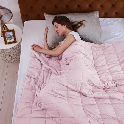 L'AGRATY Weighted Blanket - 60"x80" 17lbs Cooling Breathable Heavy Blanket Microfiber Material with Glass Beads for Adult All-Season Summer Fall Winter Soft Thick Comfort