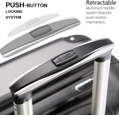 Coolife Luggage Suitcase Carry-on Hardside Travel Luggage TSA Lock Spinner Telescopic Handle
