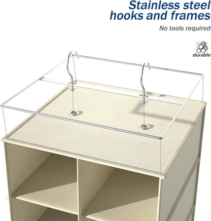 coastal rose Hanging Shoe Organizer for Closet, 20 Sections Hanging Closet Organizers and Storage Shelves, Space Saving Shoe Storage Rack Holder, Beige, 12''W×12''Dx 50''H
