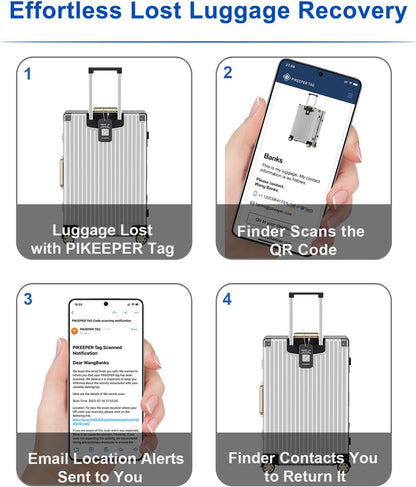 Smart Luggage Tags for Suitcase 4-Pack (2S2B) - Waterproof QR Code ID Labels, Show Scanner’s Location on Scan, Customizable & Durable Travel Tags for Backpack, Securely Hide Personal Info