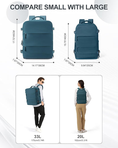 coowoz Travel Backpack Carry On for Women Man Gym Backpack with Laptop Compartment Mochila de Viaje Teacher Personal Item Backpacks Airplane Accessories Must Haves Peacock Blue Small