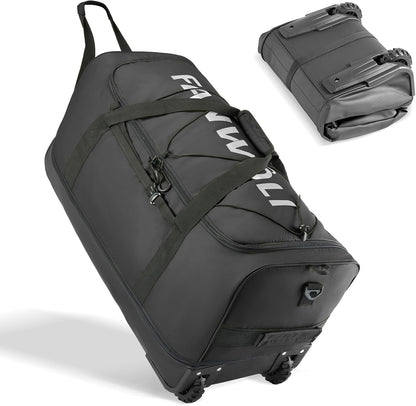 Fanwoli 30'' Rolling Duffel Bag with 2 Wheels - No-Sag Design for Heavy Loads, Expandable 100L-120L Luggage with Soft Handle & Lock, Waterproof Foldable Lightweight with for Travel, Camping,Moving