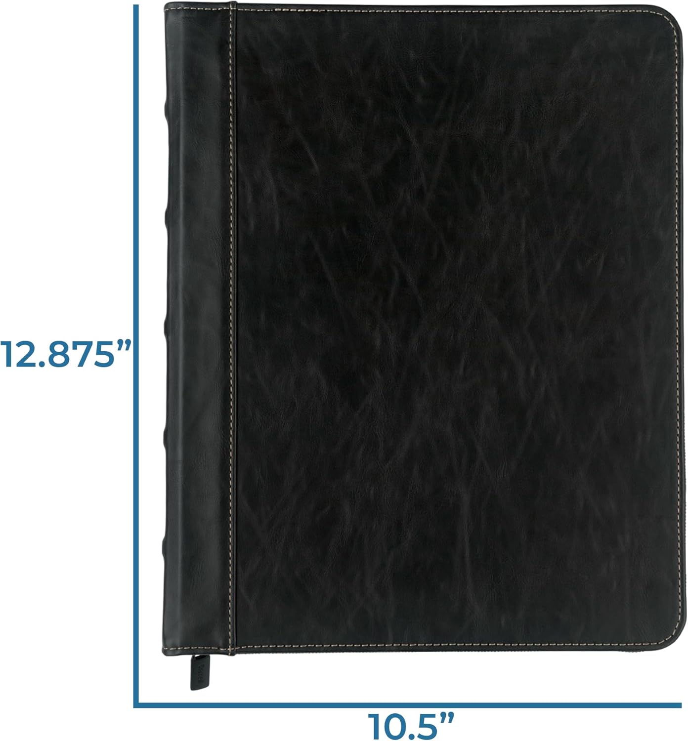 Samsill Vintage Leather Binder, Zippered, 1 Inch Round Ring, Letter Size 8.5x11 Documents, Contrast Stitching, Professional Organizer Portfolio, Planner, Black