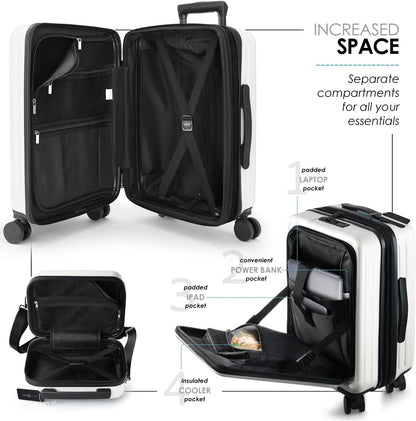 Hard Shell Luggage Sets with Spinner Wheels 4 Piece, Expandable Large Suitcases with TSA Lock, Travel Large Suitcase Set, White Luggage Set
