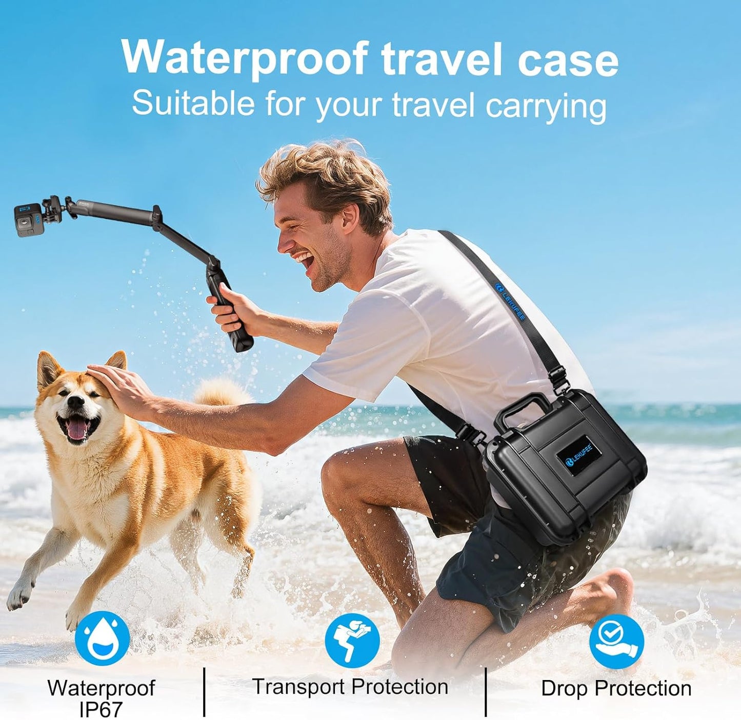 Lekufee Waterproof Hard Case Compatible with Gopro Hero 13/12/11/10/9/8/Media Mod/Gopro Volta/Creator Edition/Action Camera and Accessories(Case Only)